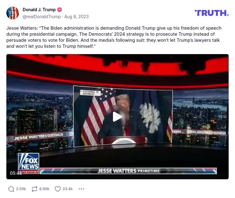 Post image from Donald Trump