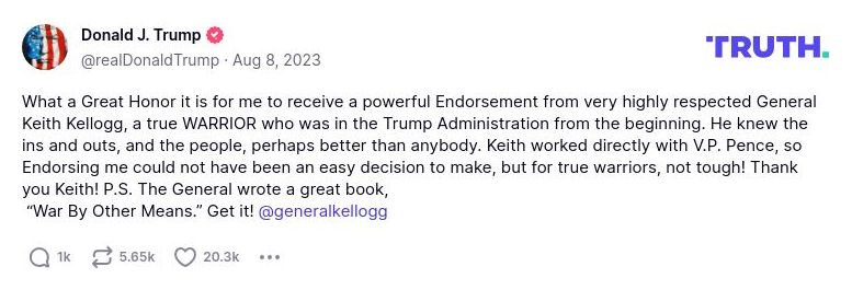 Post image from Donald Trump