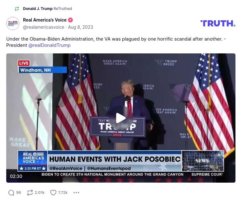 Post image from Donald Trump