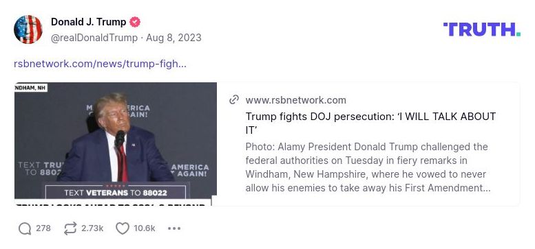 Post image from Donald Trump