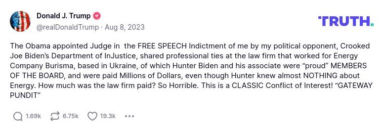 Post preview from Donald Trump