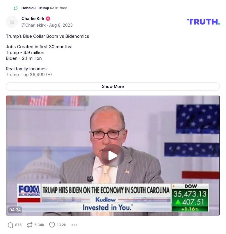 Post image from Donald Trump