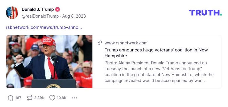 Post image from Donald Trump