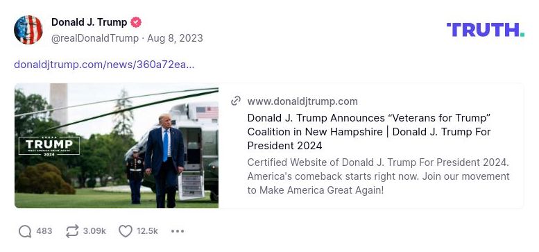 Post image from Donald Trump