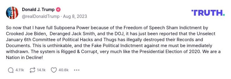 Post image from Donald Trump