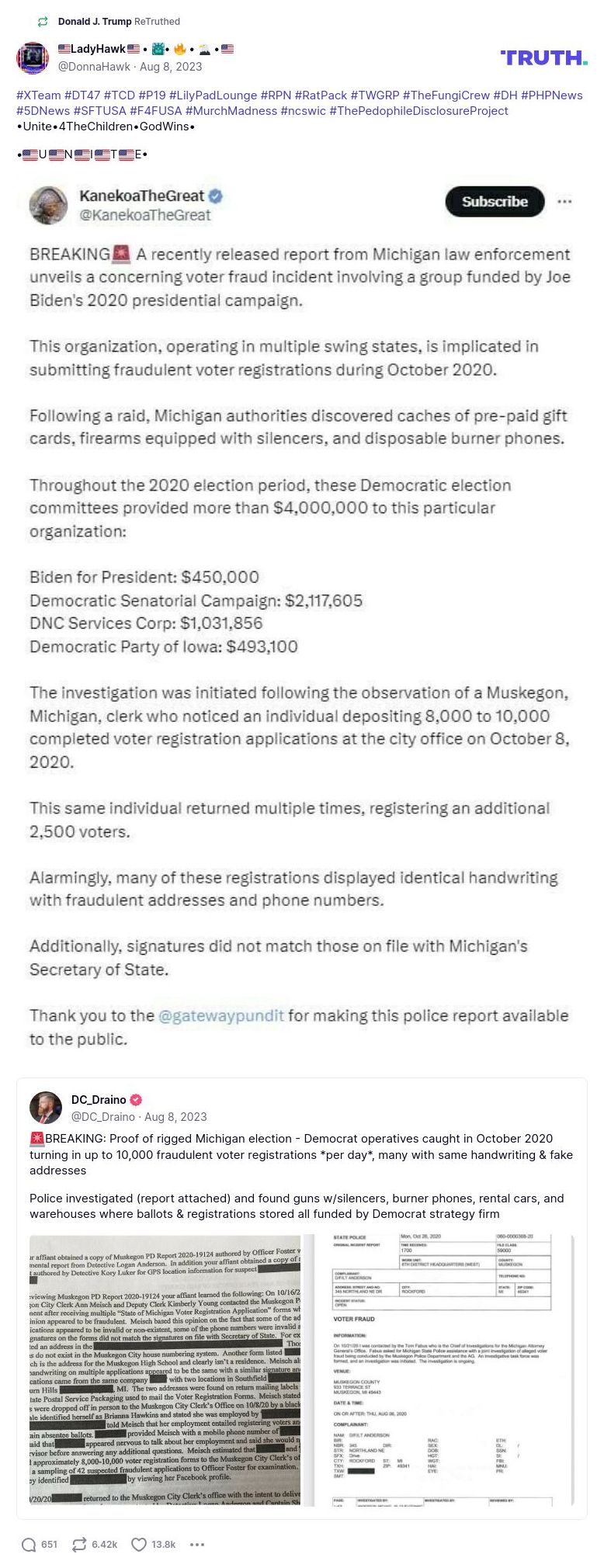 Post image from Donald Trump