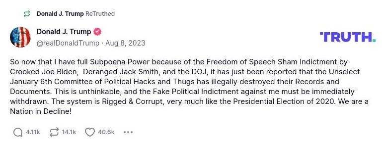 Post image from Donald Trump