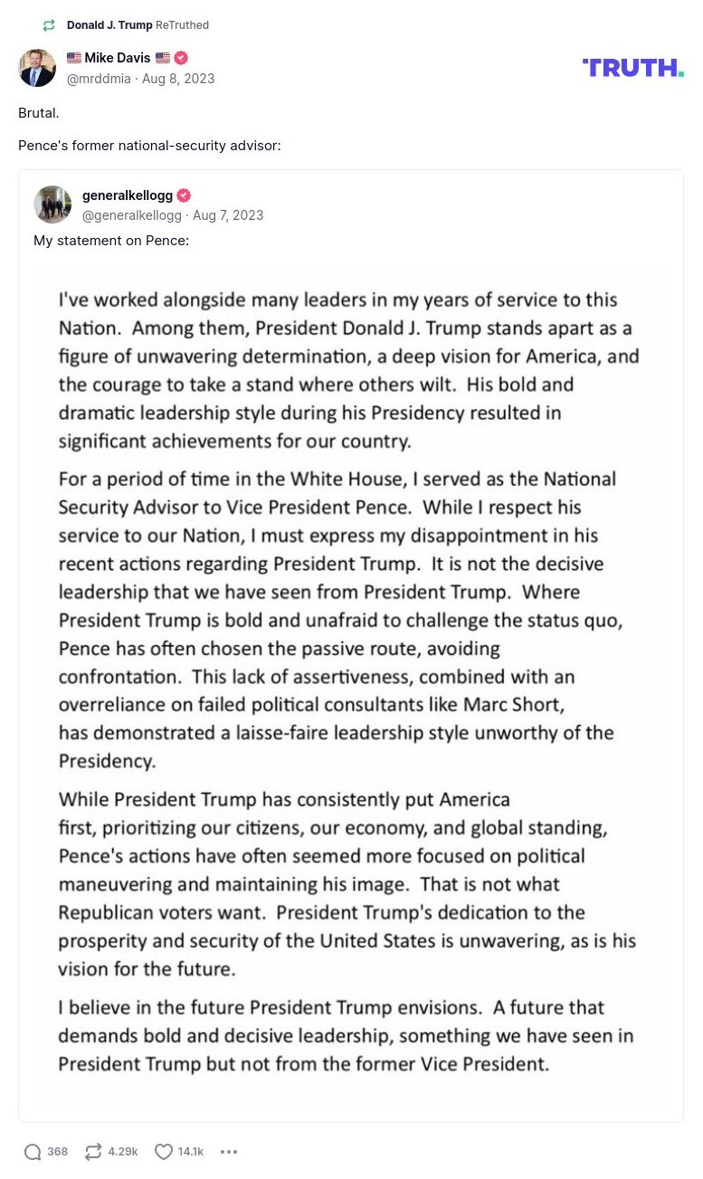 Post image from Donald Trump