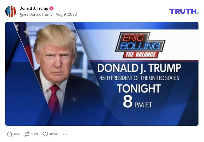 Post image from Donald Trump