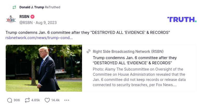 Post image from Donald Trump