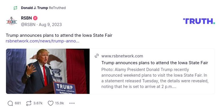 Post image from Donald Trump