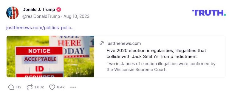 Post image from Donald Trump