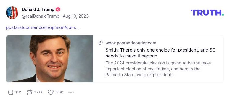 Post image from Donald Trump