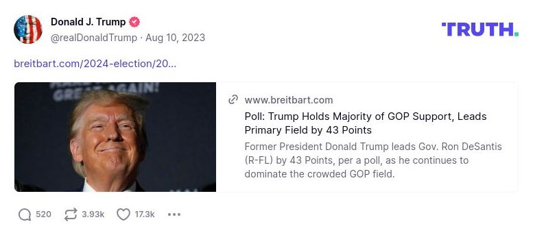 Post image from Donald Trump