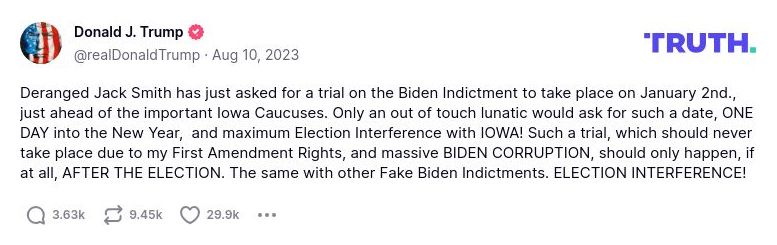 Post image from Donald Trump