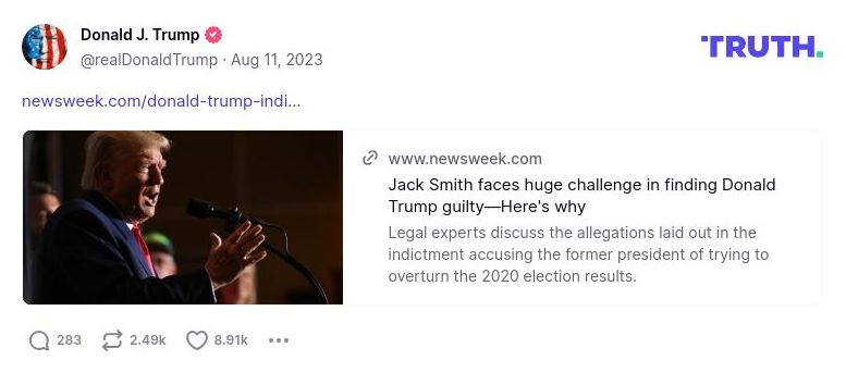 Post image from Donald Trump