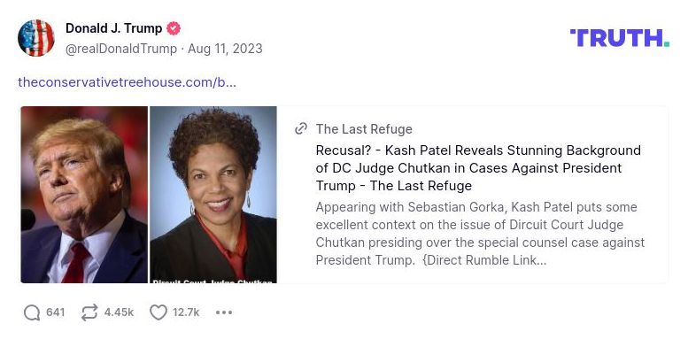 Post image from Donald Trump