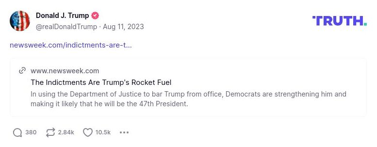 Post image from Donald Trump