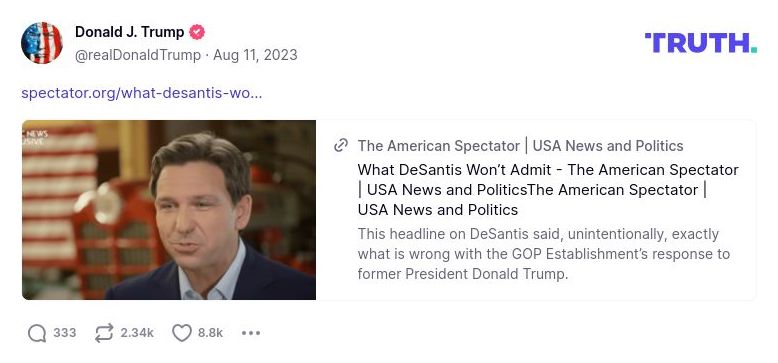 Post image from Donald Trump