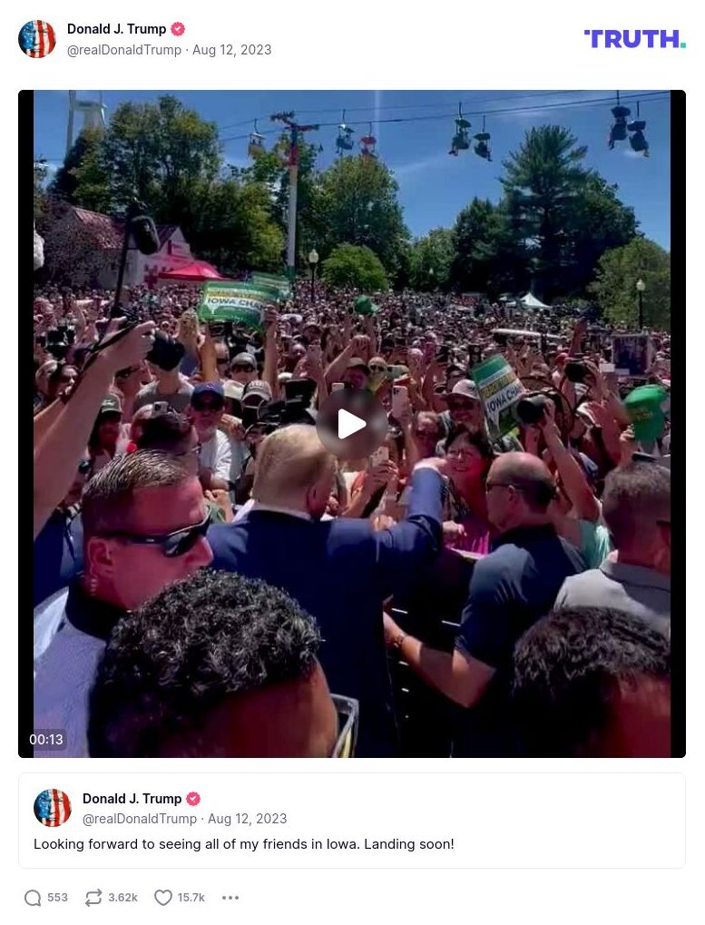 Post image from Donald Trump