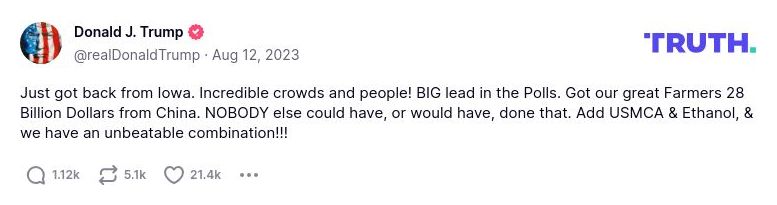 Post preview from Donald Trump