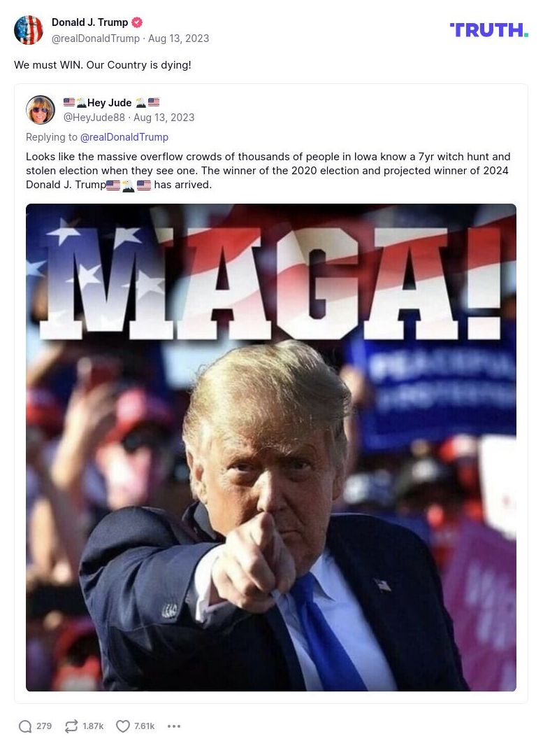 Post image from Donald Trump