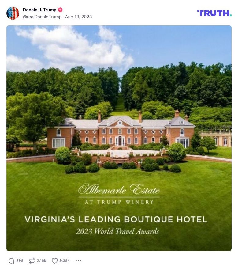 Post image from Donald Trump