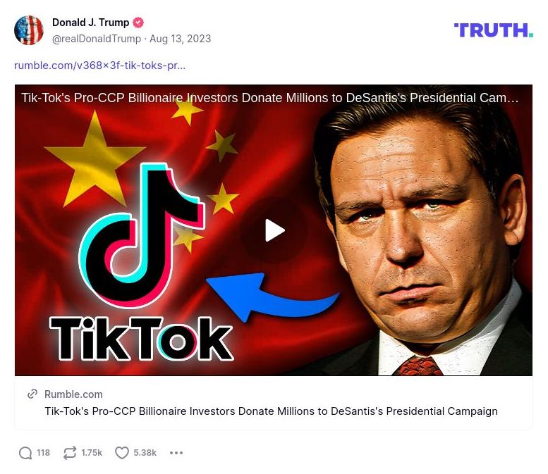 Post image from Donald Trump