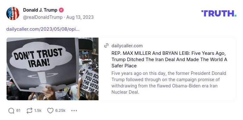 Post preview from Donald Trump