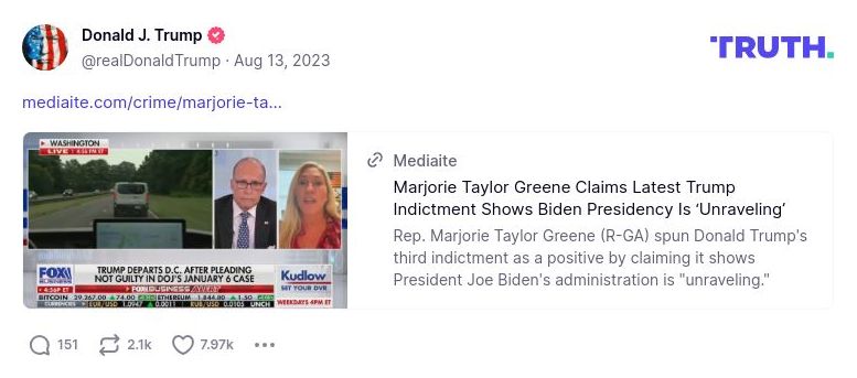 Post image from Donald Trump