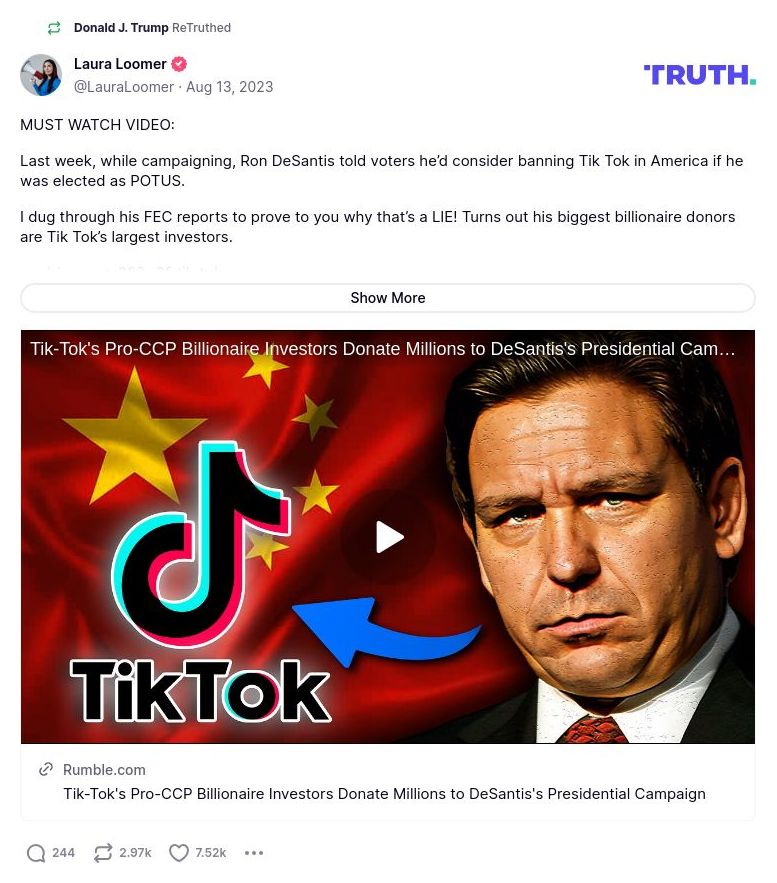 Post image from Donald Trump