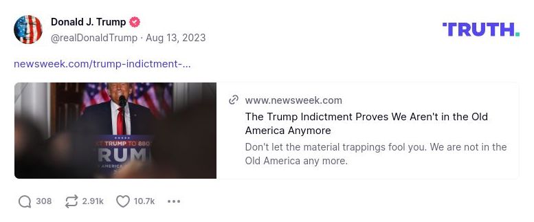 Post image from Donald Trump