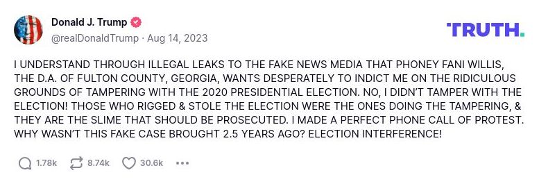 Post image from Donald Trump