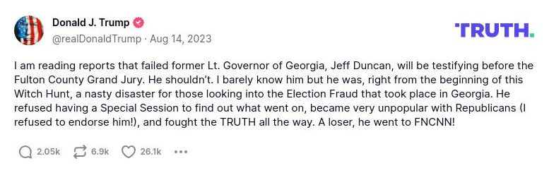 Post image from Donald Trump