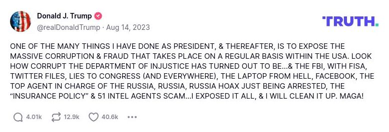 Post image from Donald Trump