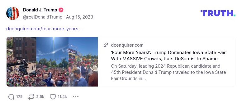 Post image from Donald Trump