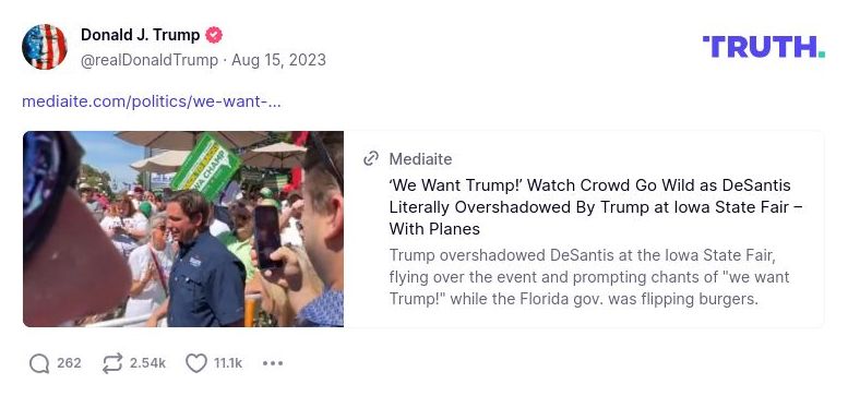 Post image from Donald Trump