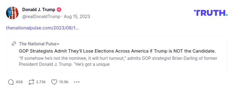 Post image from Donald Trump