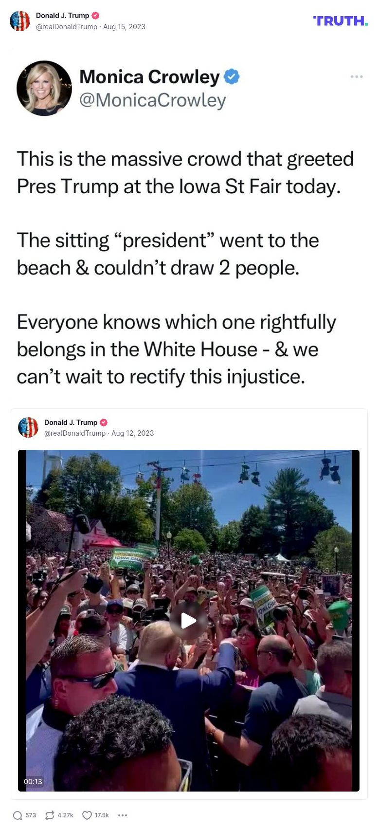 Post image from Donald Trump