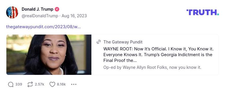 Post image from Donald Trump