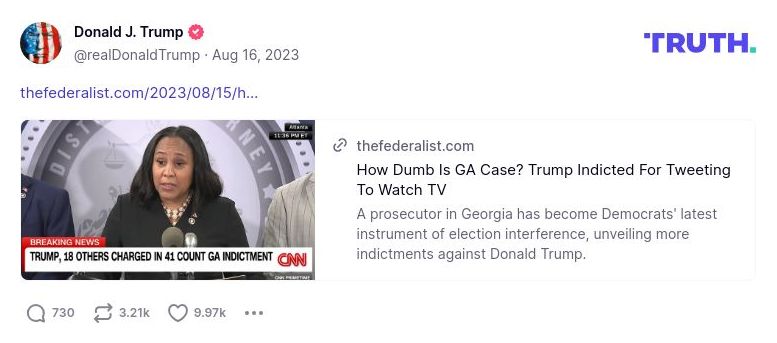 Post image from Donald Trump