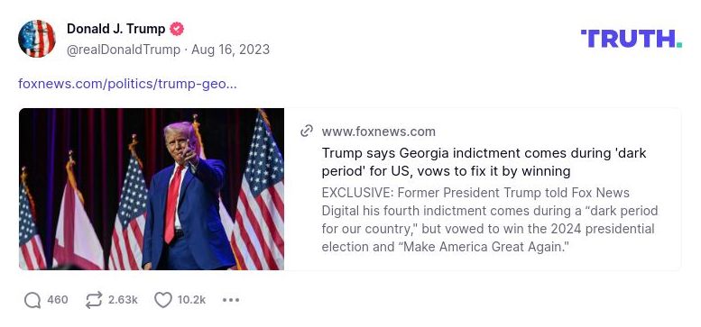 Post image from Donald Trump