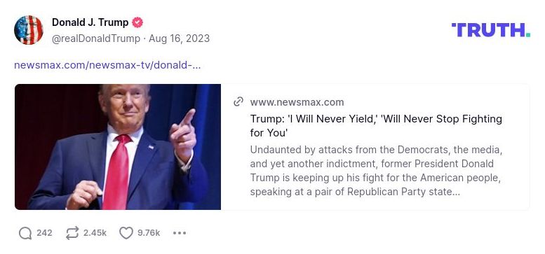 Post image from Donald Trump