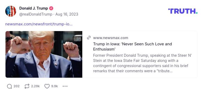 Post image from Donald Trump