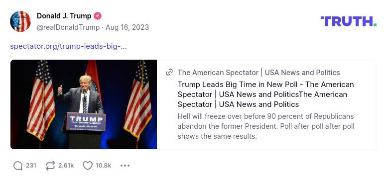 Post image from Donald Trump