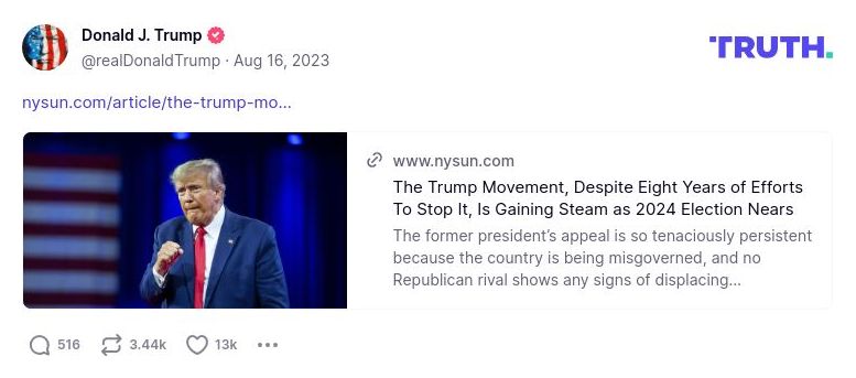 Post image from Donald Trump