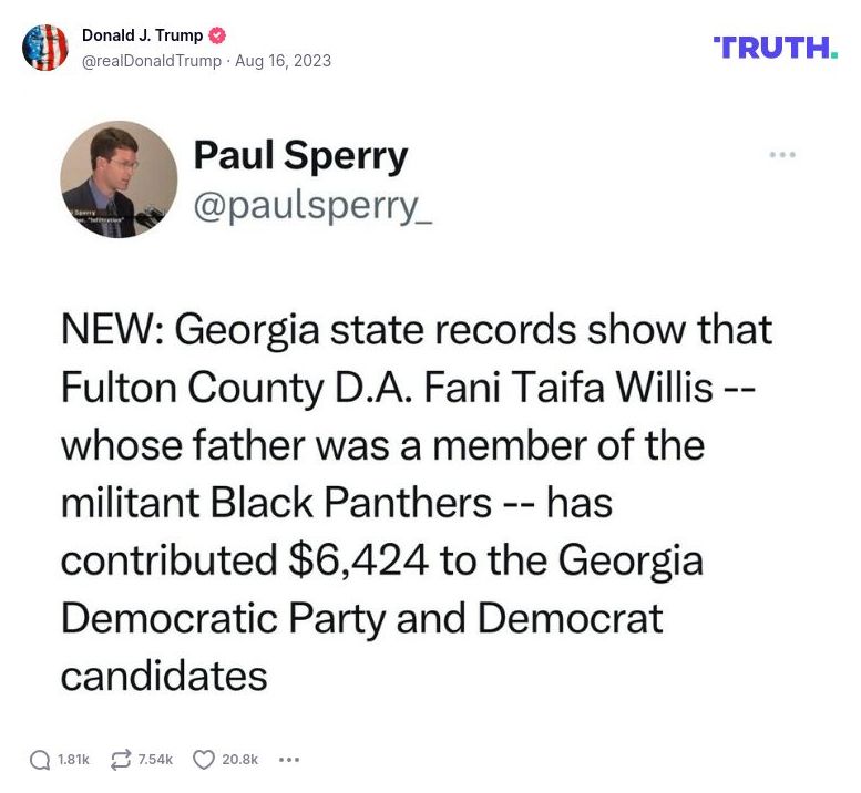 Post image from Donald Trump