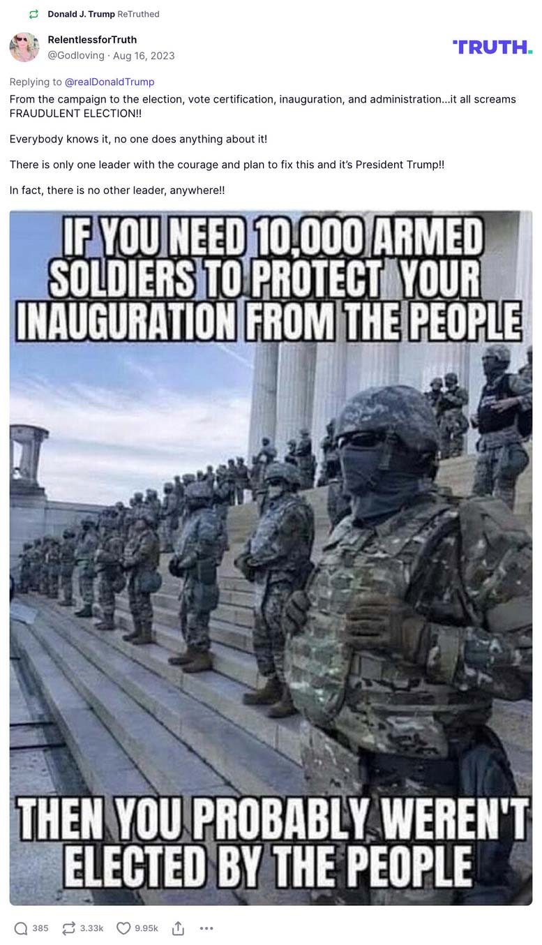 Post image from Donald Trump