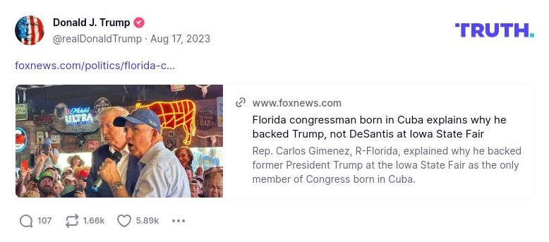 Post image from Donald Trump