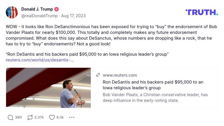 Post image from Donald Trump